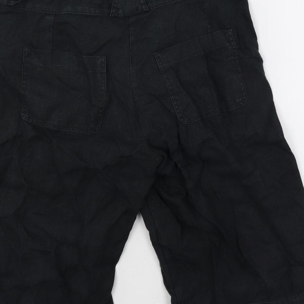 Per Una Womens Black Linen Basic Shorts Size 10 L12 in Regular Button