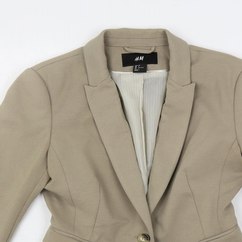 H&M Womens Beige Jacket Blazer Size 6 Button