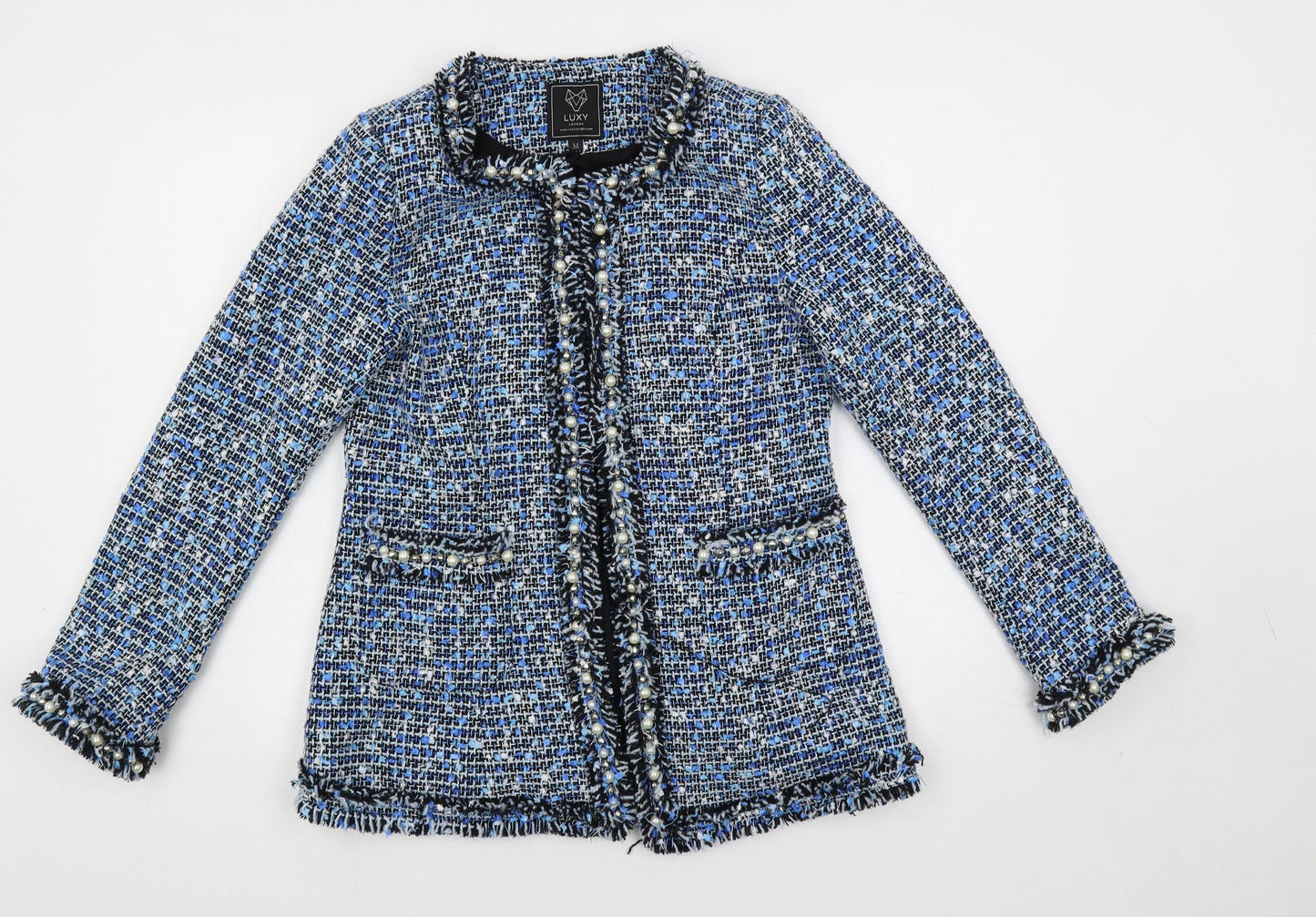 Luxy London Womens Blue Jacket Blazer Size M - Open Beaded