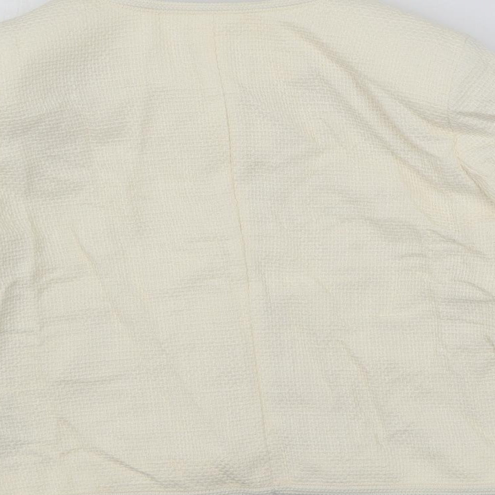 Marks and Spencer Womens Ivory Jacket Blazer Size 12 Button - Textured