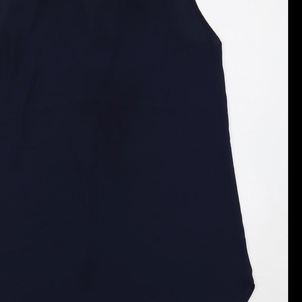 H&M Womens Blue Polyester Basic Blouse Size 14 V-Neck - Sheer