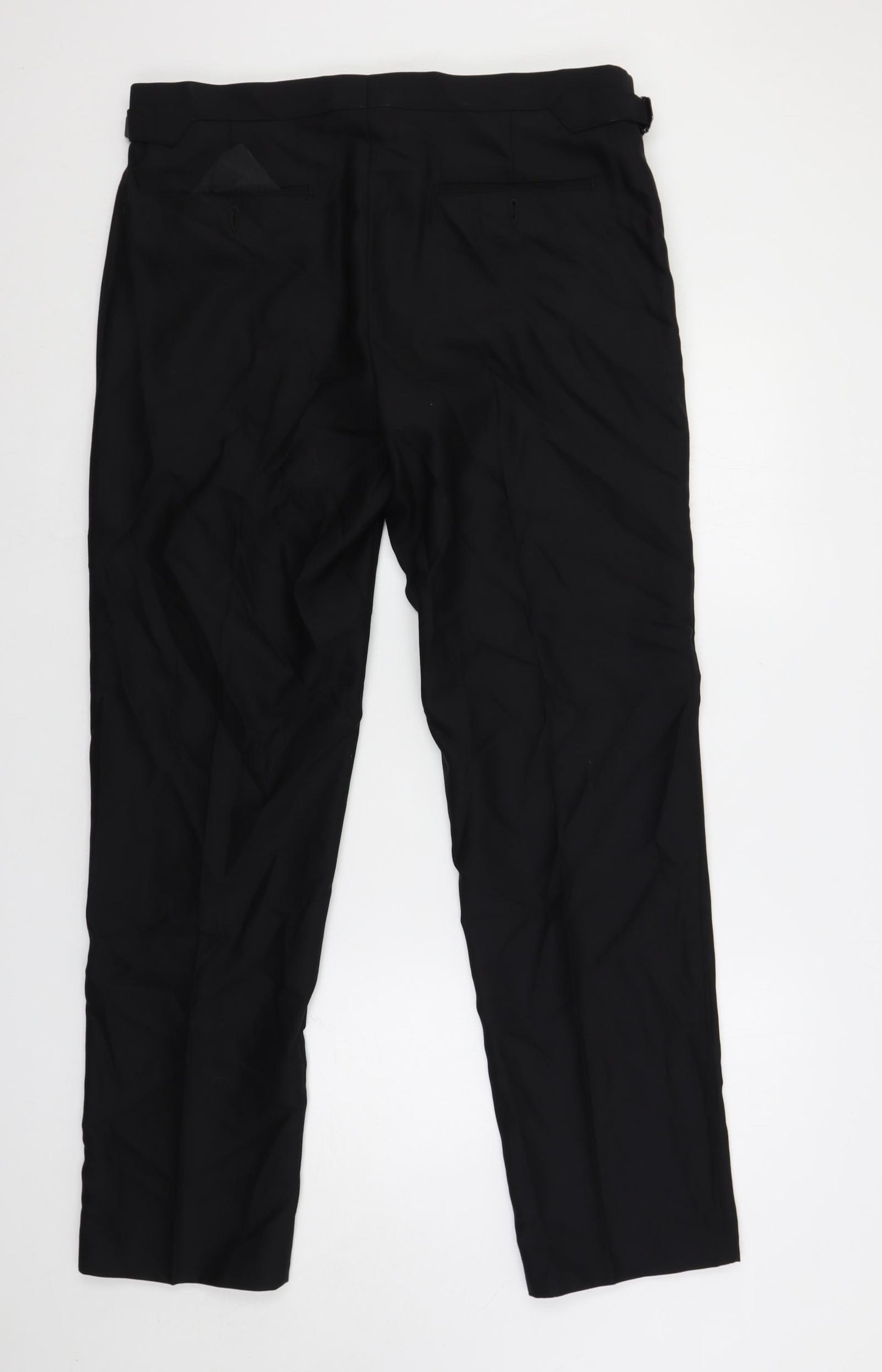 Marks and Spencer Mens Black Wool Dress Pants Trousers Size 36 in L32 in Regular Button