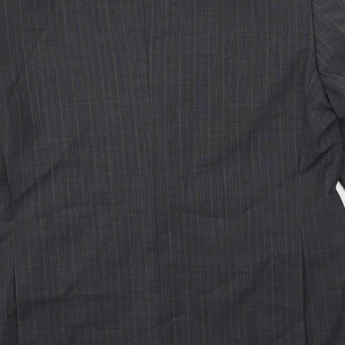 Brook Taverner Mens Grey Striped Polyester Jacket Suit Jacket Size 40 Regular