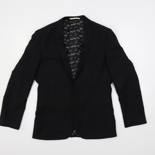 Harry Brown Mens Black Polyester Jacket Suit Jacket Size 36 Regular