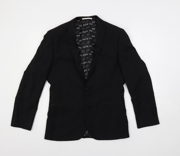 Harry Brown Mens Black Polyester Jacket Suit Jacket Size 36 Regular