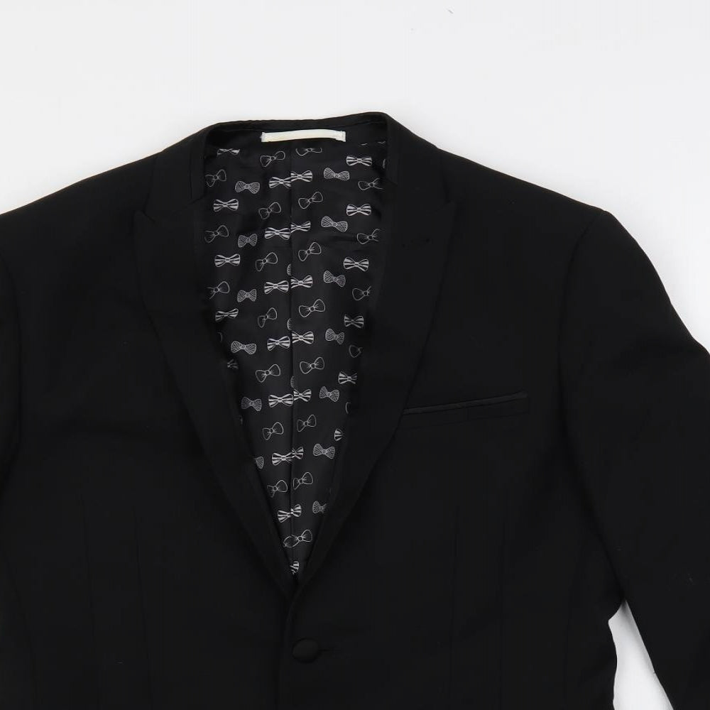 Harry Brown Mens Black Polyester Jacket Suit Jacket Size 36 Regular