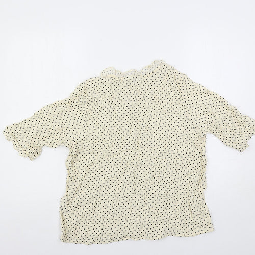 Marks and Spencer Womens Ivory Polka Dot Viscose Basic Blouse Size 18 V-Neck