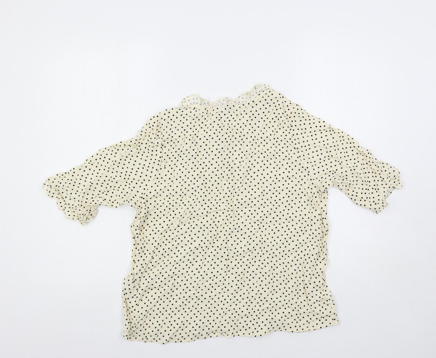 Marks and Spencer Womens Ivory Polka Dot Viscose Basic Blouse Size 18 V-Neck