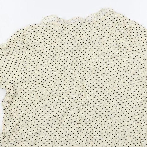 Marks and Spencer Womens Ivory Polka Dot Viscose Basic Blouse Size 18 V-Neck