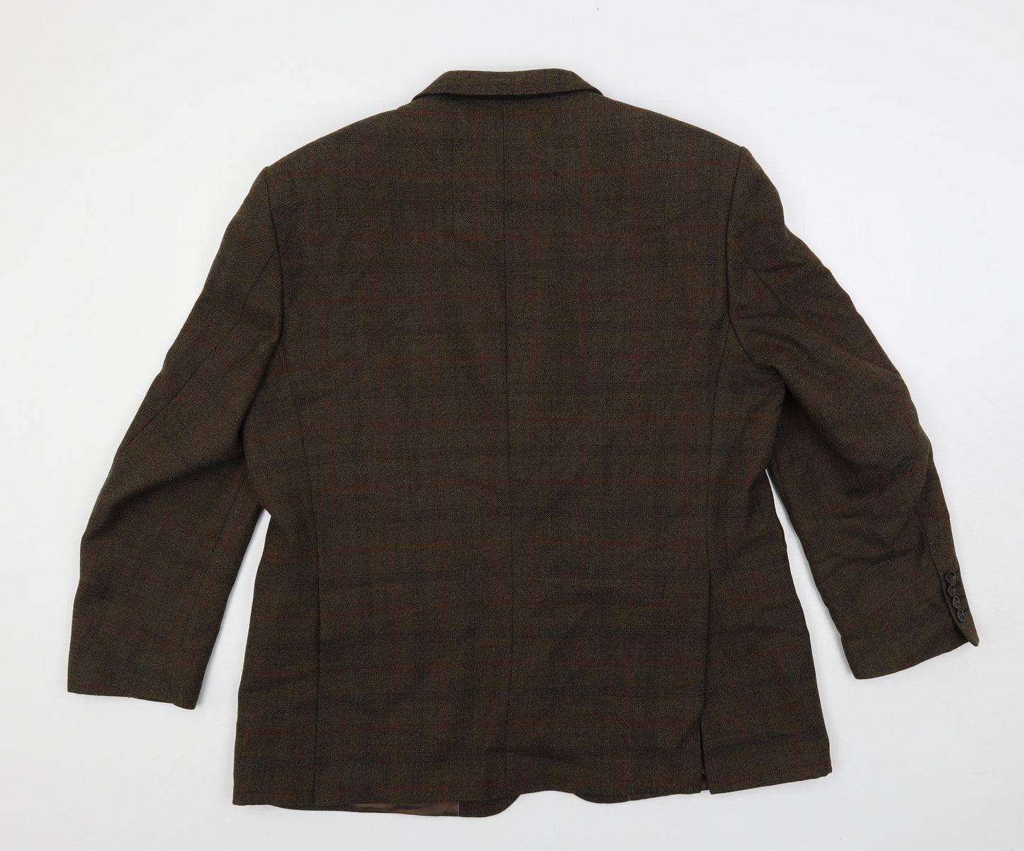 Douglas Mens Brown Plaid Wool Jacket Blazer Size 44 Regular