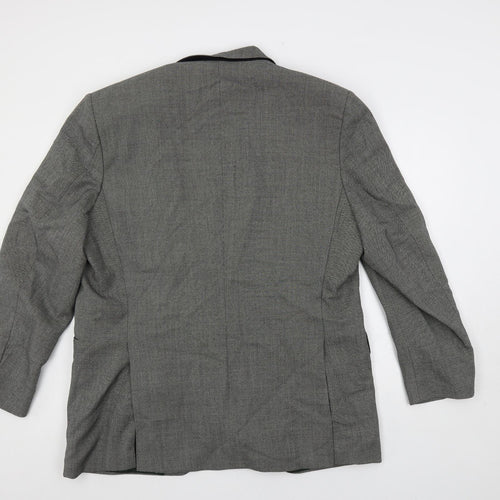 Gieves & Hawkes Mens Grey Geometric Wool Jacket Suit Jacket Size 46 Regular