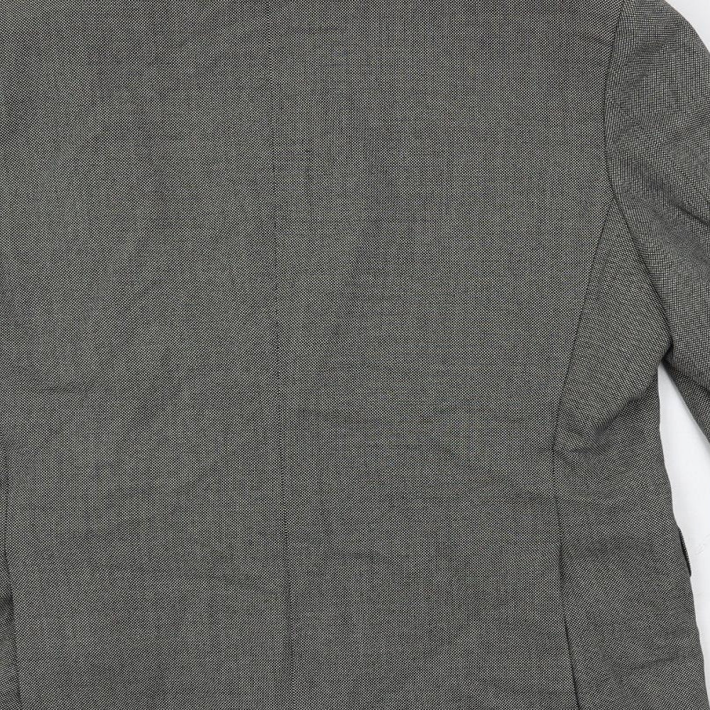 Gieves & Hawkes Mens Grey Geometric Wool Jacket Suit Jacket Size 46 Regular