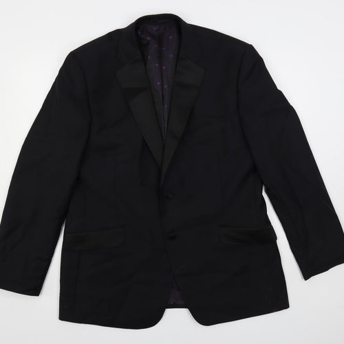 Daniel Hechter Mens Black Wool Tuxedo Suit Jacket Size 42 Regular