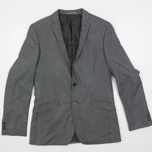 Ocassions Mens Grey Polyester Jacket Suit Jacket Size 38 Regular
