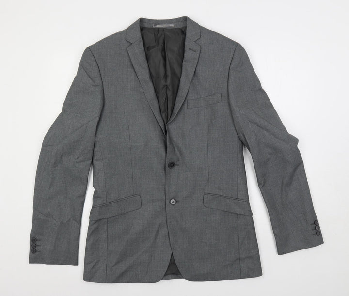 Ocassions Mens Grey Polyester Jacket Suit Jacket Size 38 Regular