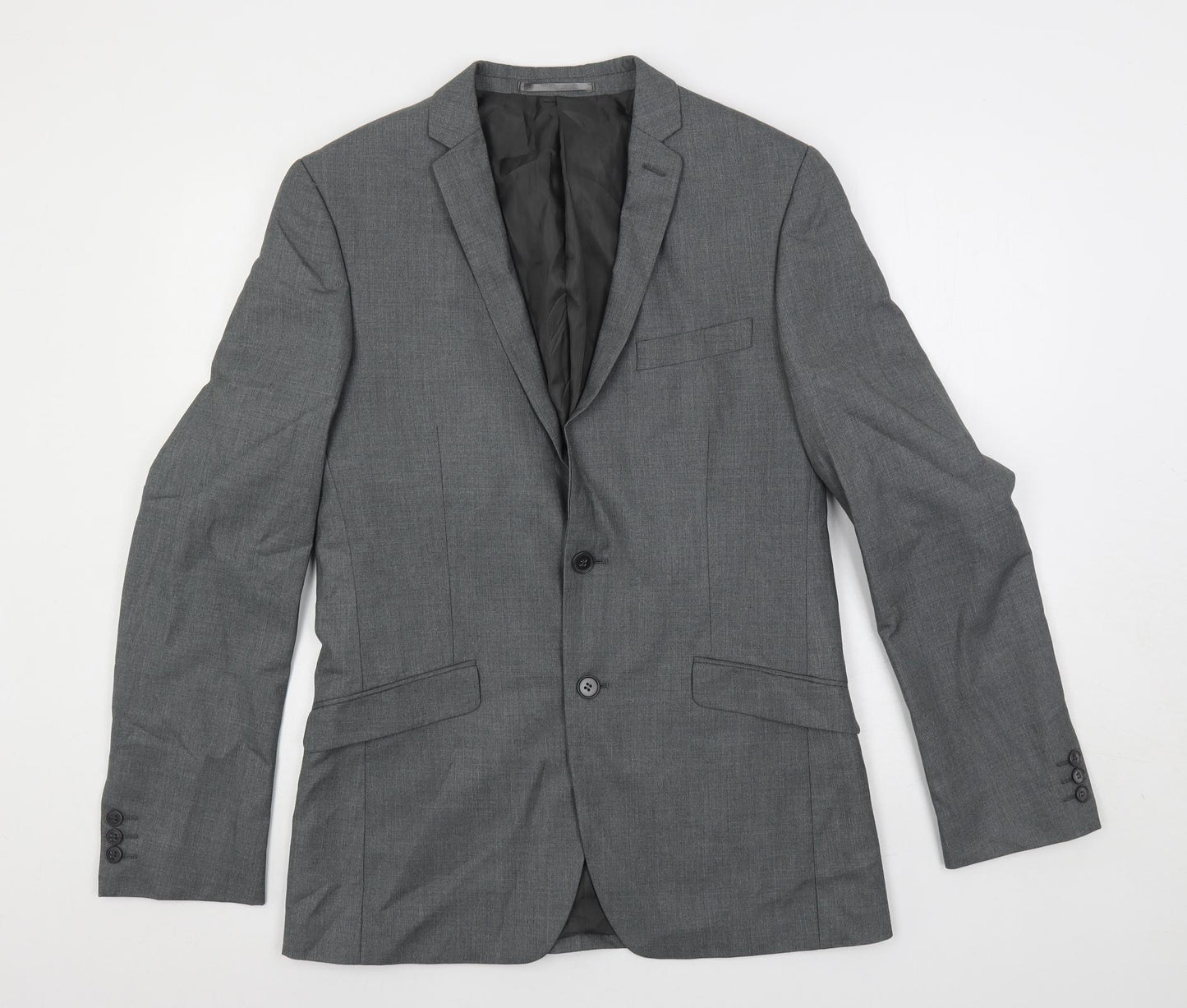 Ocassions Mens Grey Polyester Jacket Suit Jacket Size 38 Regular