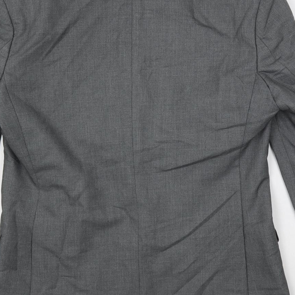 Ocassions Mens Grey Polyester Jacket Suit Jacket Size 38 Regular