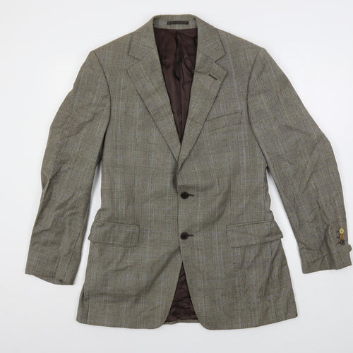 Flannels Mens Brown Plaid Wool Jacket Blazer Size 40 Regular