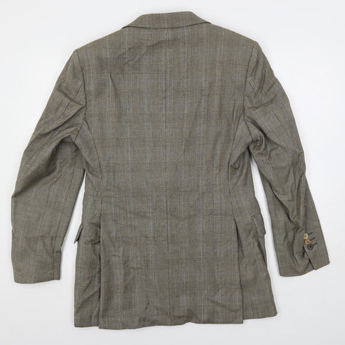 Flannels Mens Brown Plaid Wool Jacket Blazer Size 40 Regular
