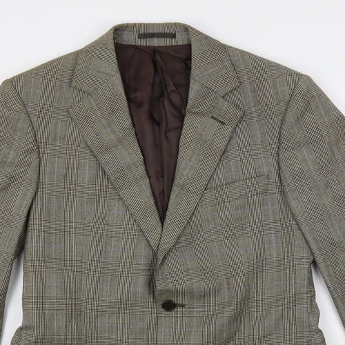 Flannels Mens Brown Plaid Wool Jacket Blazer Size 40 Regular