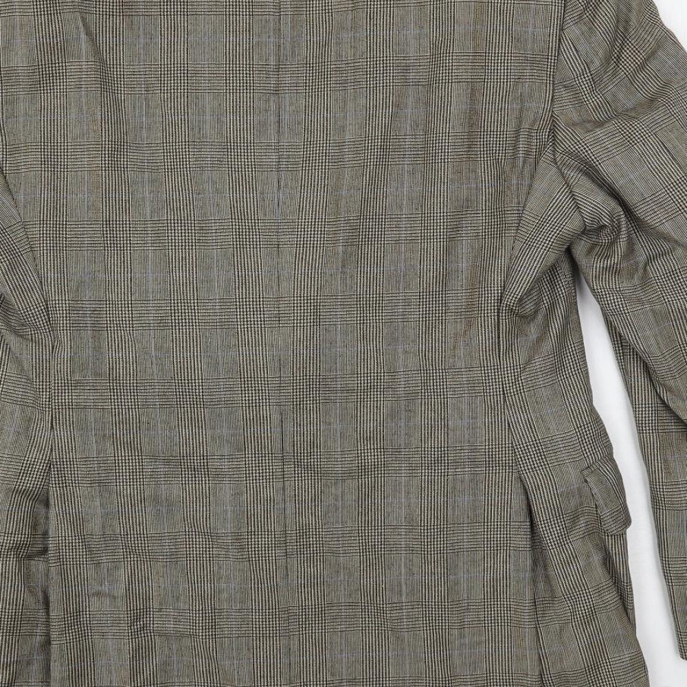 Flannels Mens Brown Plaid Wool Jacket Blazer Size 40 Regular