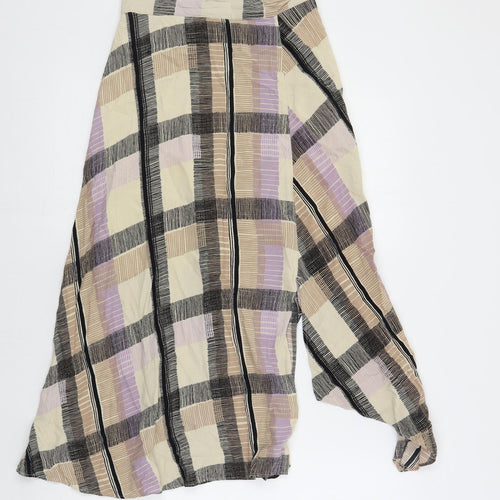 Marks and Spencer Womens Multicoloured Geometric Viscose A-Line Skirt Size 6 Zip - Side Slit