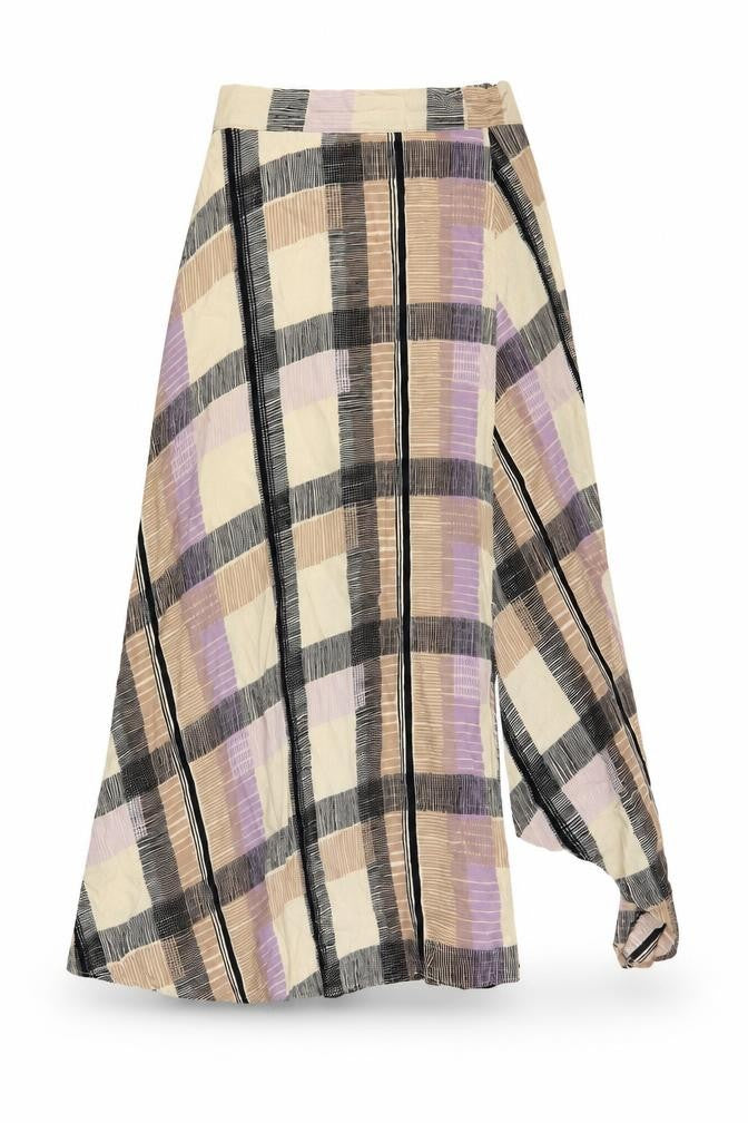 Marks and Spencer Womens Multicoloured Geometric Viscose A-Line Skirt Size 6 Zip - Side Slit