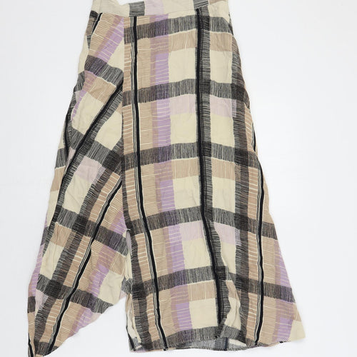 Marks and Spencer Womens Multicoloured Geometric Viscose A-Line Skirt Size 6 Zip - Side Slit