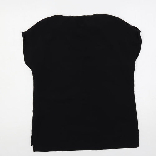 NEXT Womens Black Polyester Basic Blouse Size 10 Round Neck - Pleat Detail