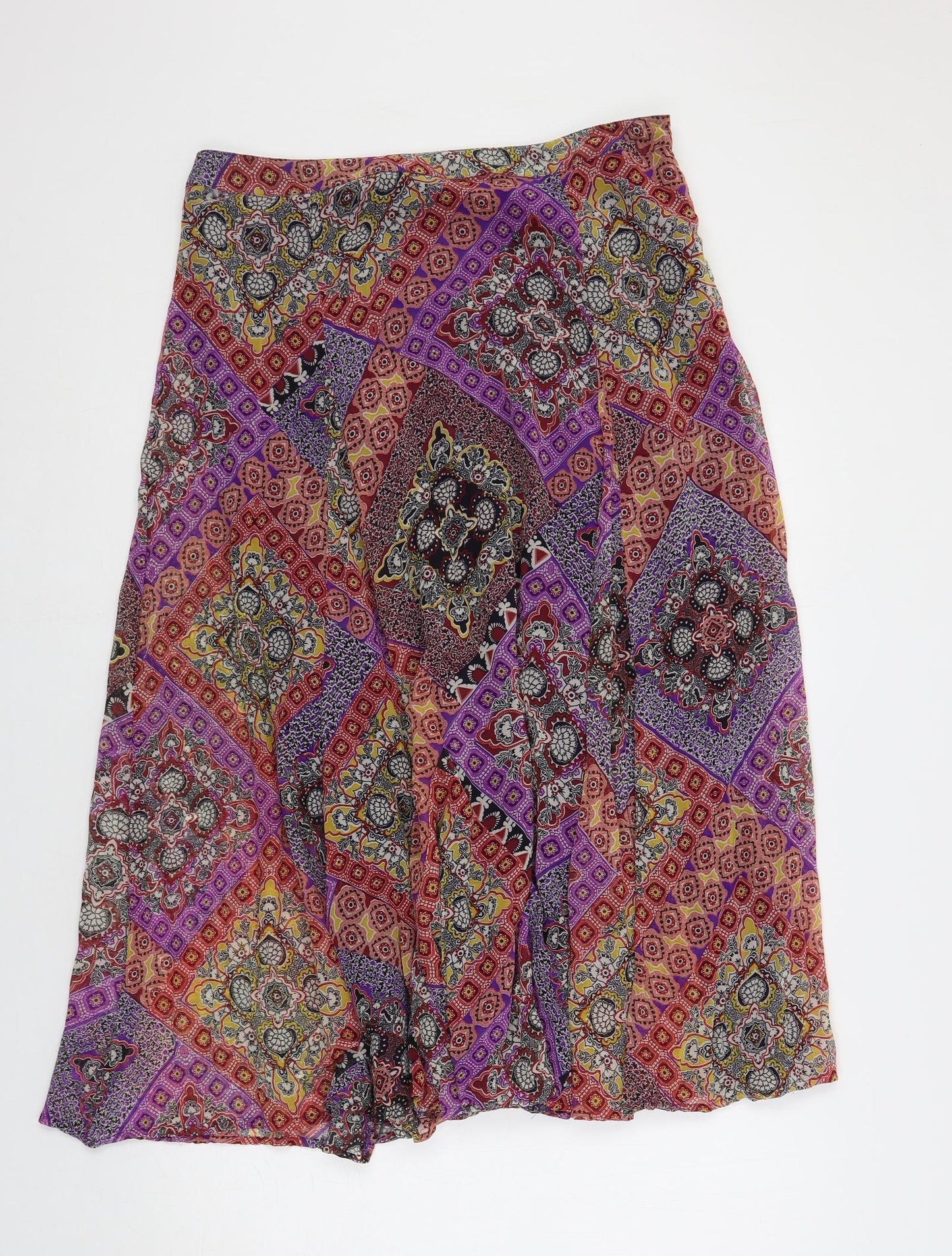 Per Una Womens Multicoloured Paisley Polyester A-Line Skirt Size 14 Zip - Lined
