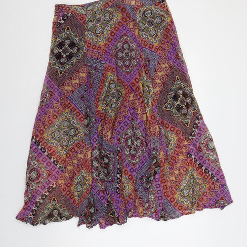 Per Una Womens Multicoloured Paisley Polyester A-Line Skirt Size 14 Zip - Lined