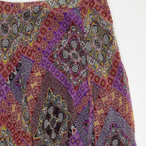 Per Una Womens Multicoloured Paisley Polyester A-Line Skirt Size 14 Zip - Lined