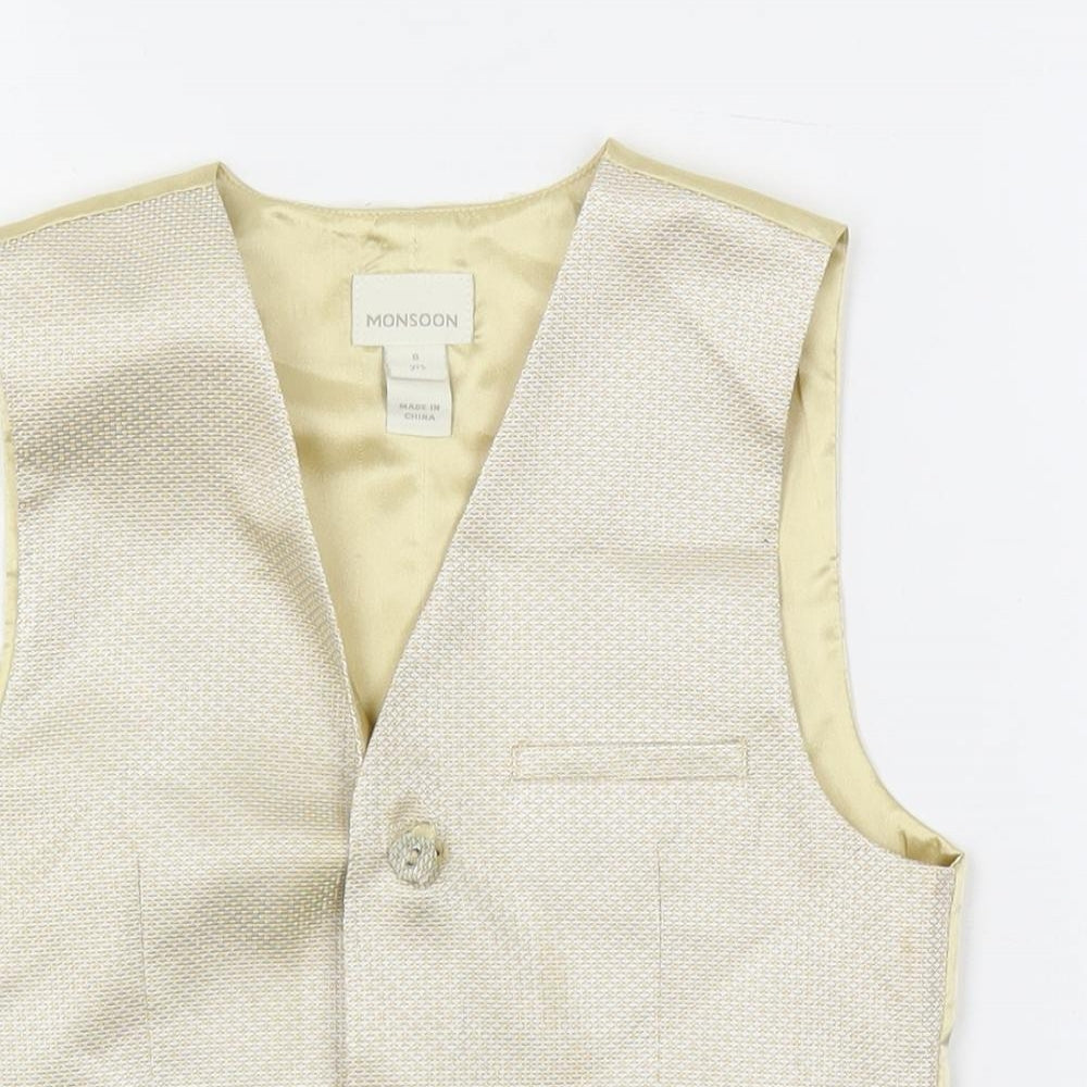Monsoon Boys Gold Jacket Waistcoat Size 8 Years Button