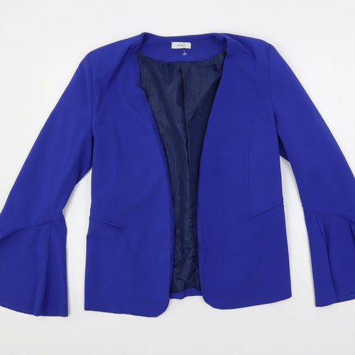 Senes Womens Blue Jacket Blazer Size L - Flare Sleeve