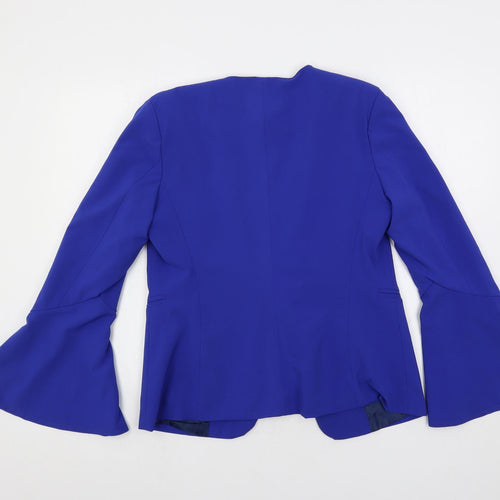 Senes Womens Blue Jacket Blazer Size L - Flare Sleeve