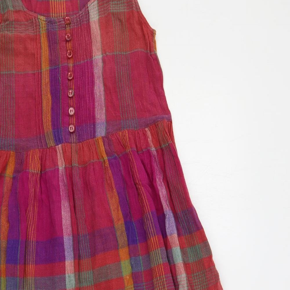 NEXT Womens Multicoloured Plaid Cotton A-Line Size 10 Boat Neck Pullover