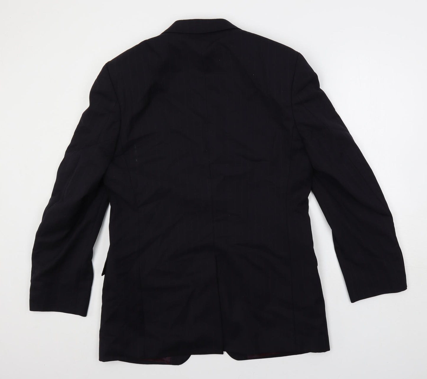 Jaeger Mens Blue Striped Polyester Jacket Suit Jacket Size 40 Regular