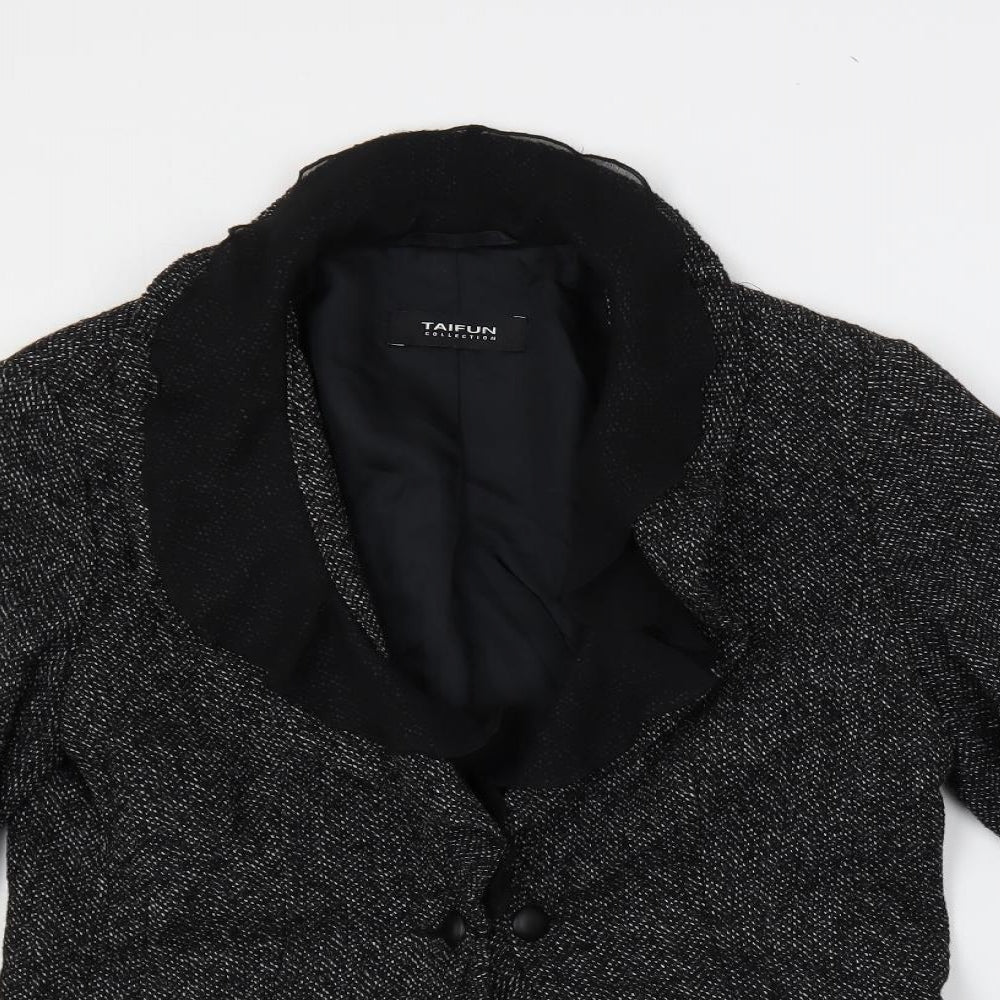 Taifun Womens Grey Jacket Blazer Size 14 Button - Ruffle