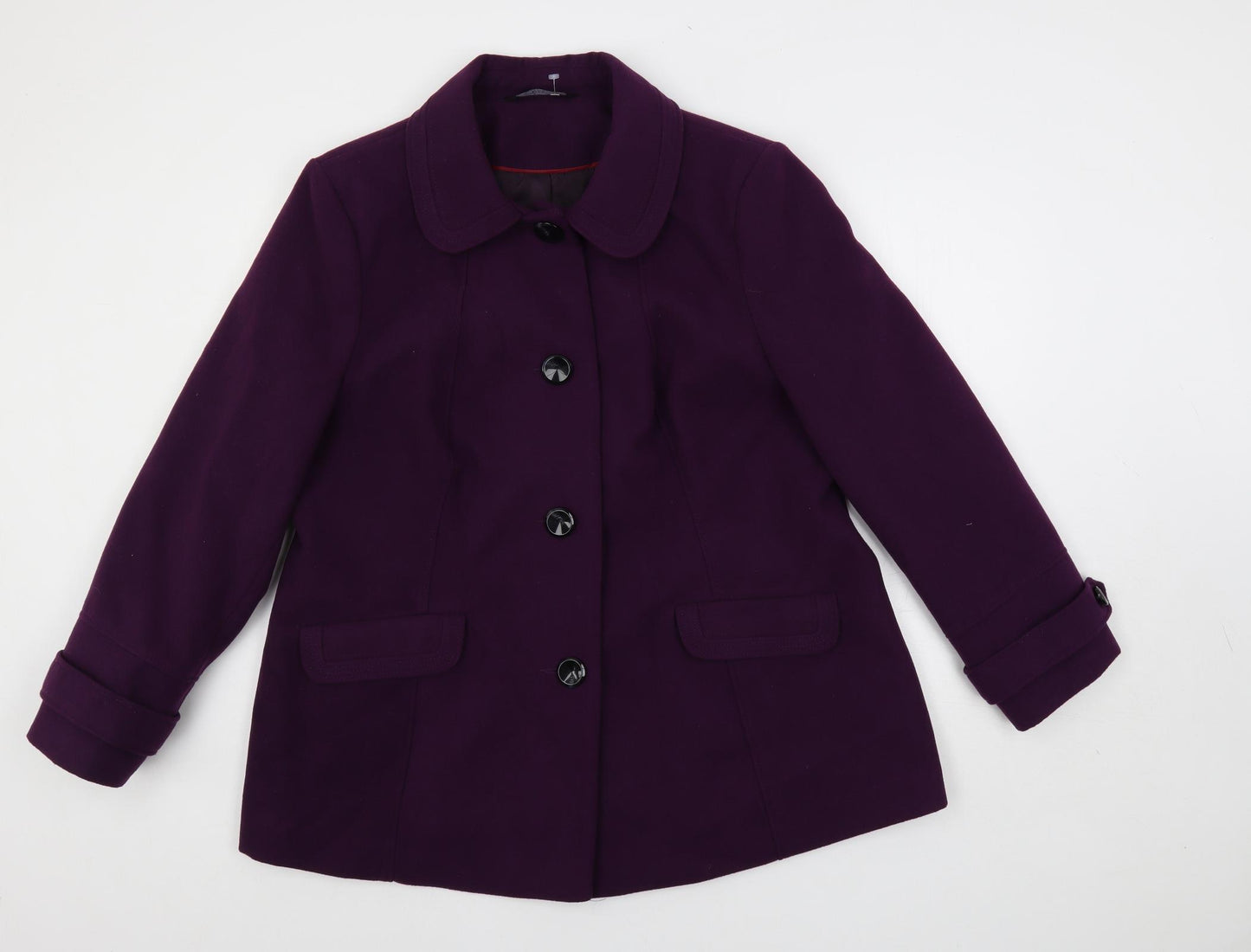 Bonmarché Womens Purple Pea Coat Coat Size 20 Button
