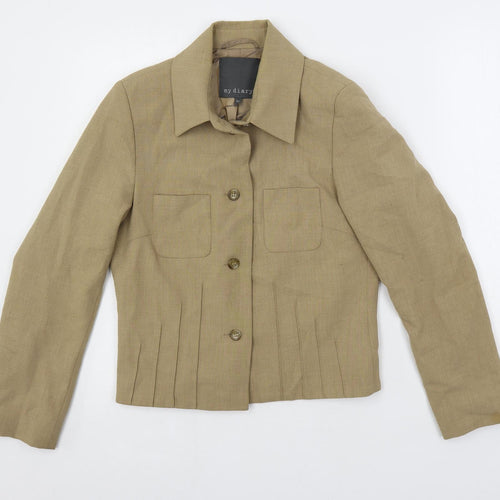 My Diary Womens Beige Jacket Blazer Size 8 Button - Pockets