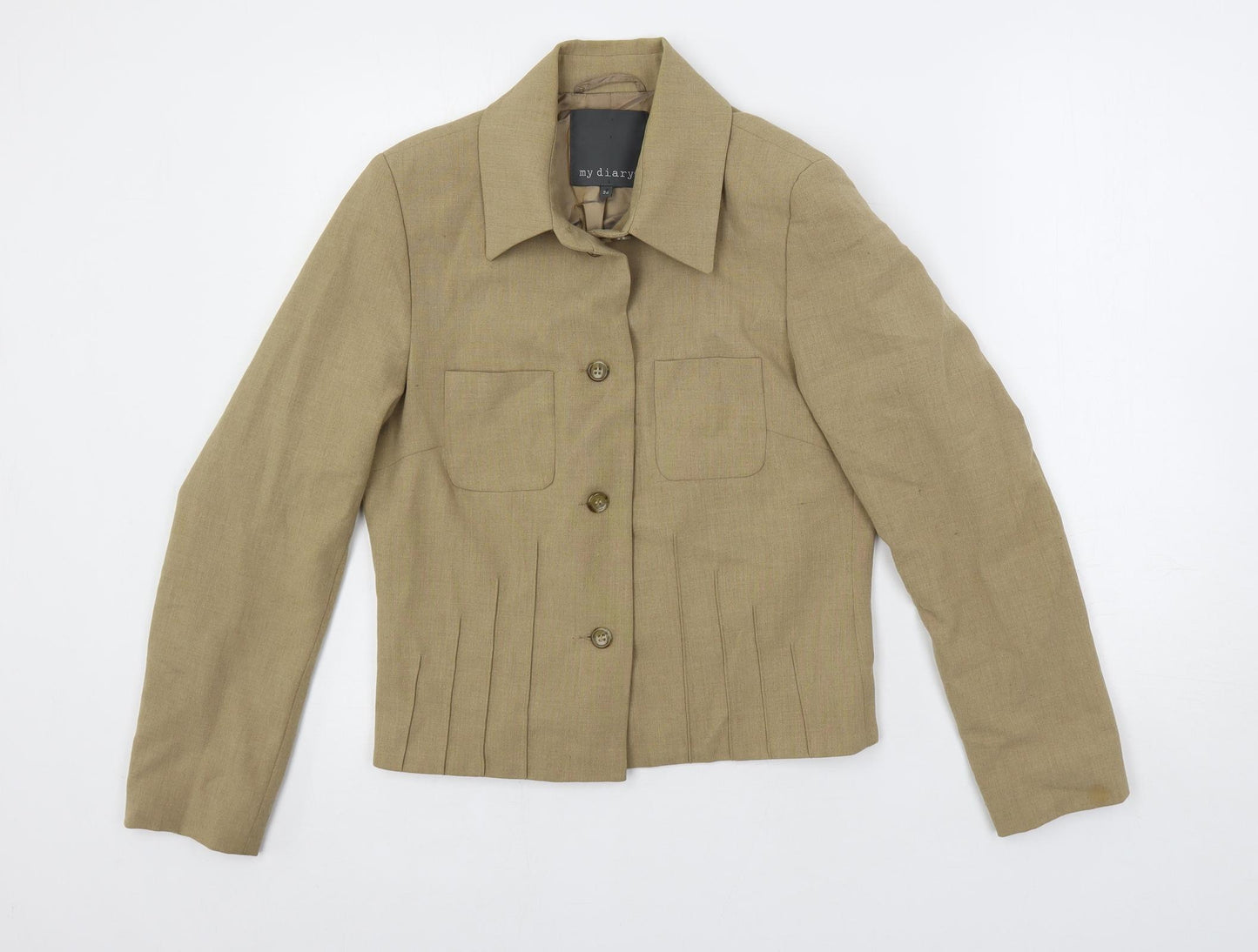 My Diary Womens Beige Jacket Blazer Size 8 Button - Pockets