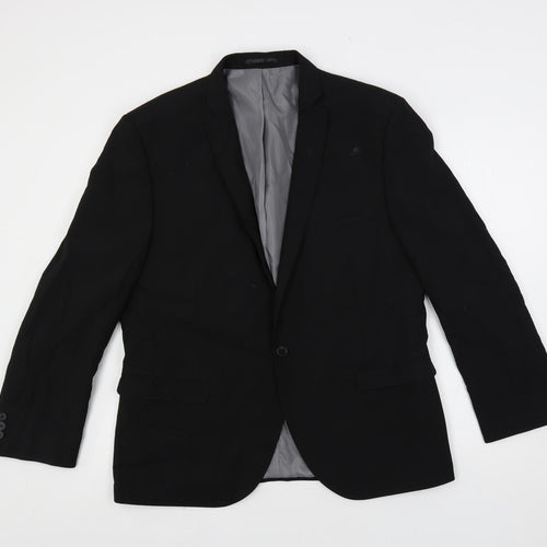 Ventura Mens Black Polyester Jacket Suit Jacket Size 44 Regular