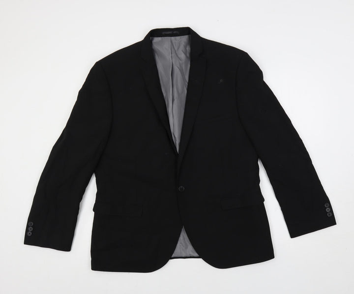Ventura Mens Black Polyester Jacket Suit Jacket Size 44 Regular