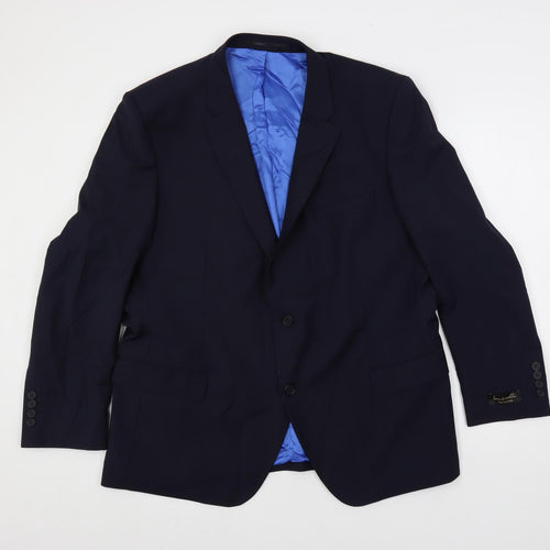 Santinelli Mens Blue Polyester Jacket Suit Jacket Size 46 Regular