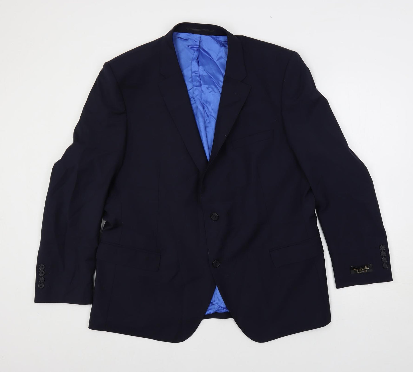 Santinelli Mens Blue Polyester Jacket Suit Jacket Size 46 Regular