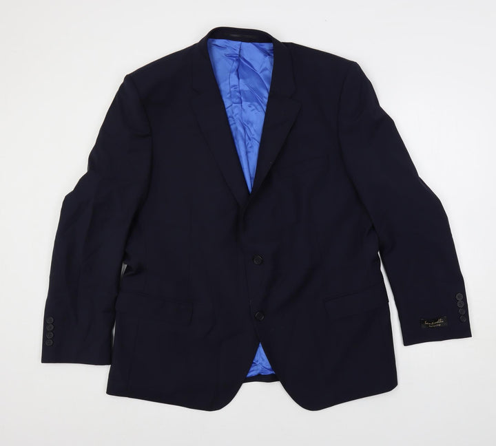 Santinelli Mens Blue Polyester Jacket Suit Jacket Size 46 Regular