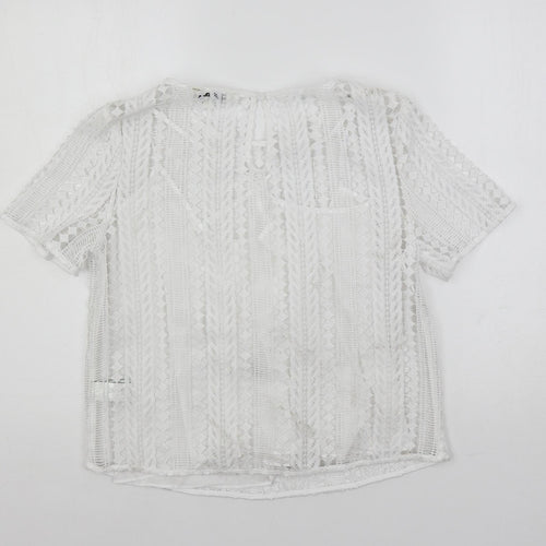 Autograph Womens White Cotton Basic Blouse Size 8 Boat Neck - Lined