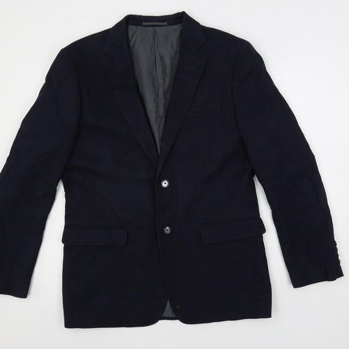 Harvey & jones Mens Blue Polyester Jacket Blazer Size 40 Regular