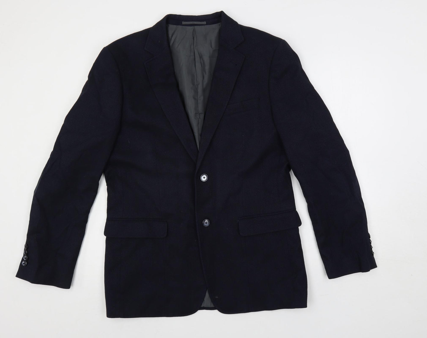Harvey & jones Mens Blue Polyester Jacket Blazer Size 40 Regular