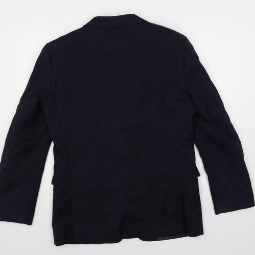 Harvey & jones Mens Blue Polyester Jacket Blazer Size 40 Regular